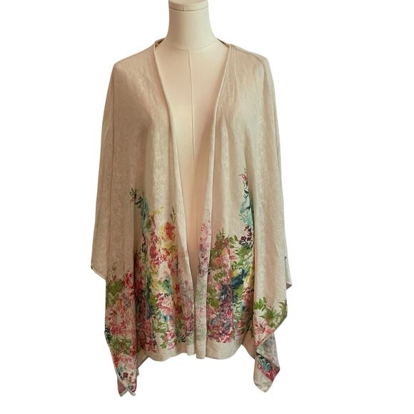 Elena Baldi Italy Kimono Open Knit Cardigan Size Small Cottage Floral Fairy - Picture 1 of 7
